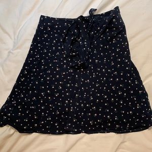 BRANDY MELVILLE Navy Blue Floral Wrap Skirt Size S.